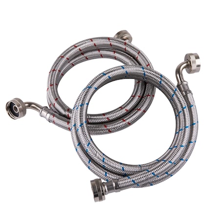 Hausen 48-Inch Stainless steel Washing machine connector 4FT - Elbow, Washing Machine Supply Line HA-WM-100
